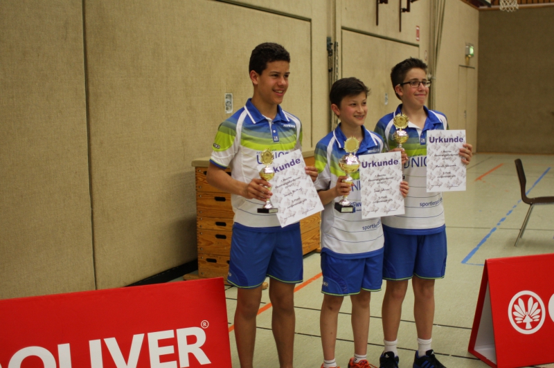  Dreifacherfolg in U15: Jonas Werner (Mitte) vor Marcello Kausemann (rechts) und Jannick Mötting (links)